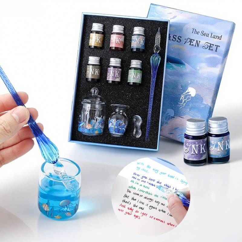 Calligraphy Pen Set - 10-teiliges Tauchstift-Set, Ocean-Serie, leicht zu reinigen,