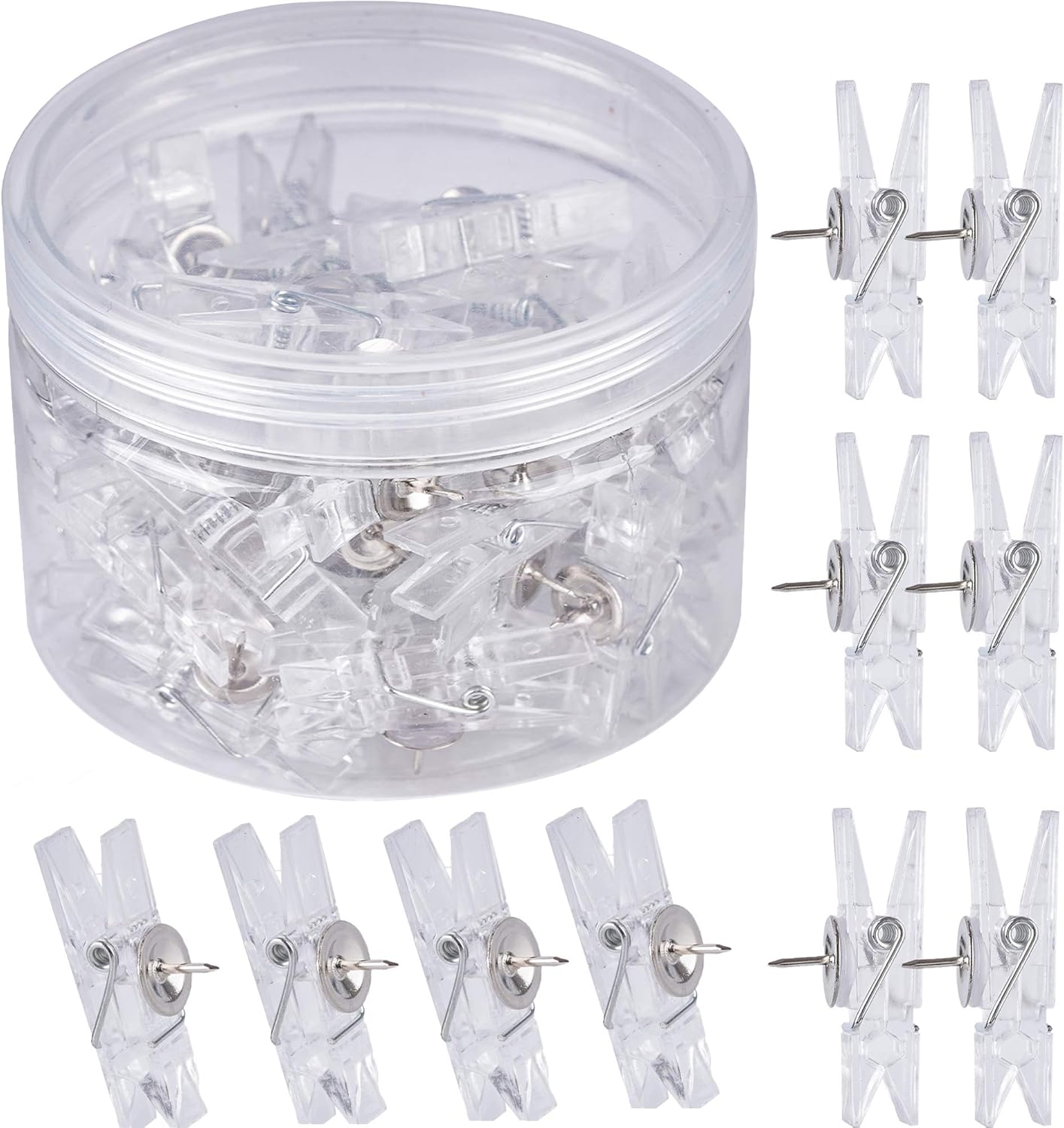 Art Craft Board - 60 Stück Transparente Dekorative Push-Pin-Clips, Reißzwecken