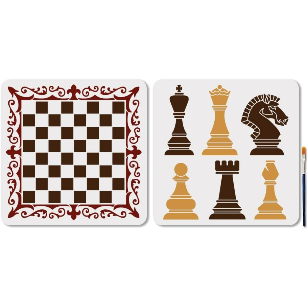 Art Craft Board - 2 Stück Schachfiguren-Schablone, Spitze, Schachbrett, Kunsthandwerk,