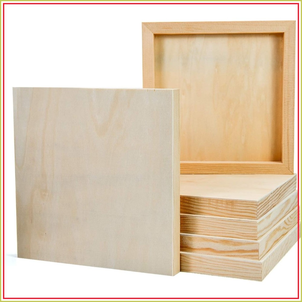 Art Craft Board - 6er-Pack 8x8 Zoll Unbehandelte Holz-Malplatten für
