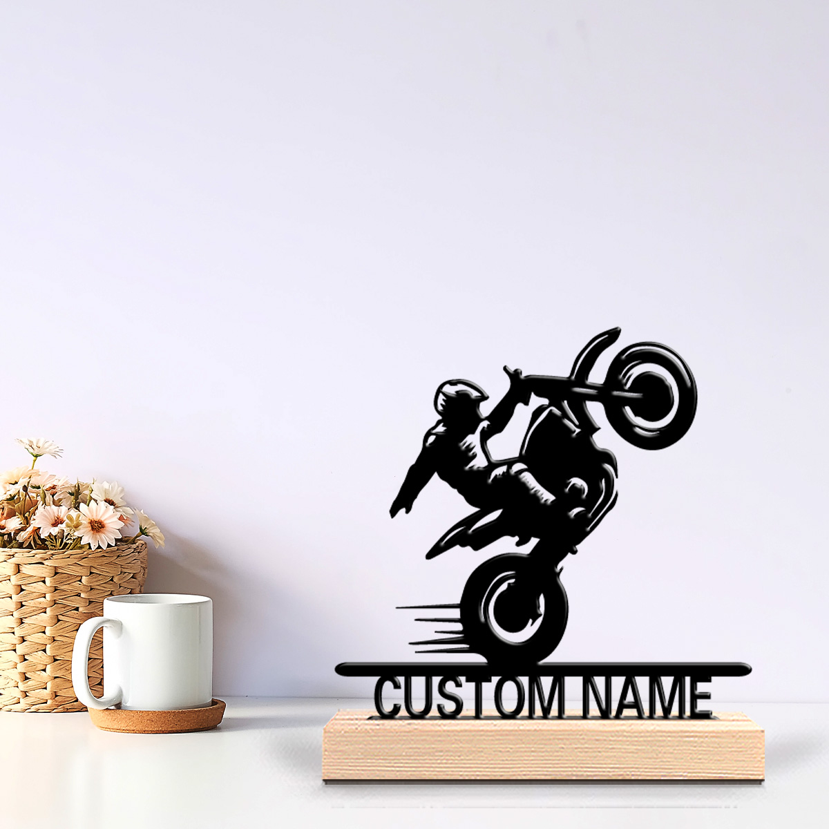 Art Craft Wood - 1 Stück Einfache Motorrad-Kinderfigur mit Individuellem
