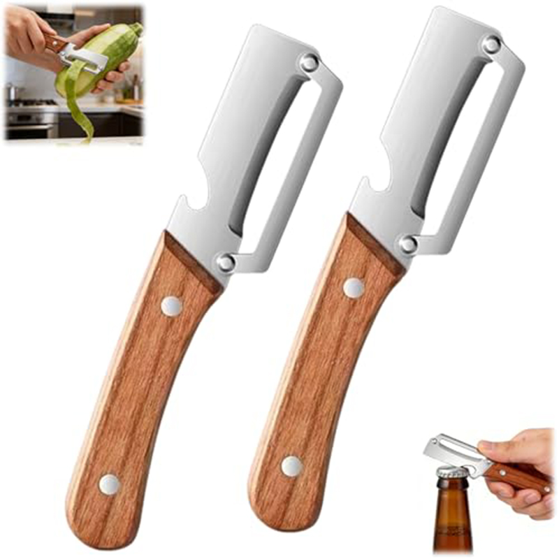 Art Craft Wood - Edelstahl-Küchenschäler Gemüseschäler mit Holzgriff zum Schälen