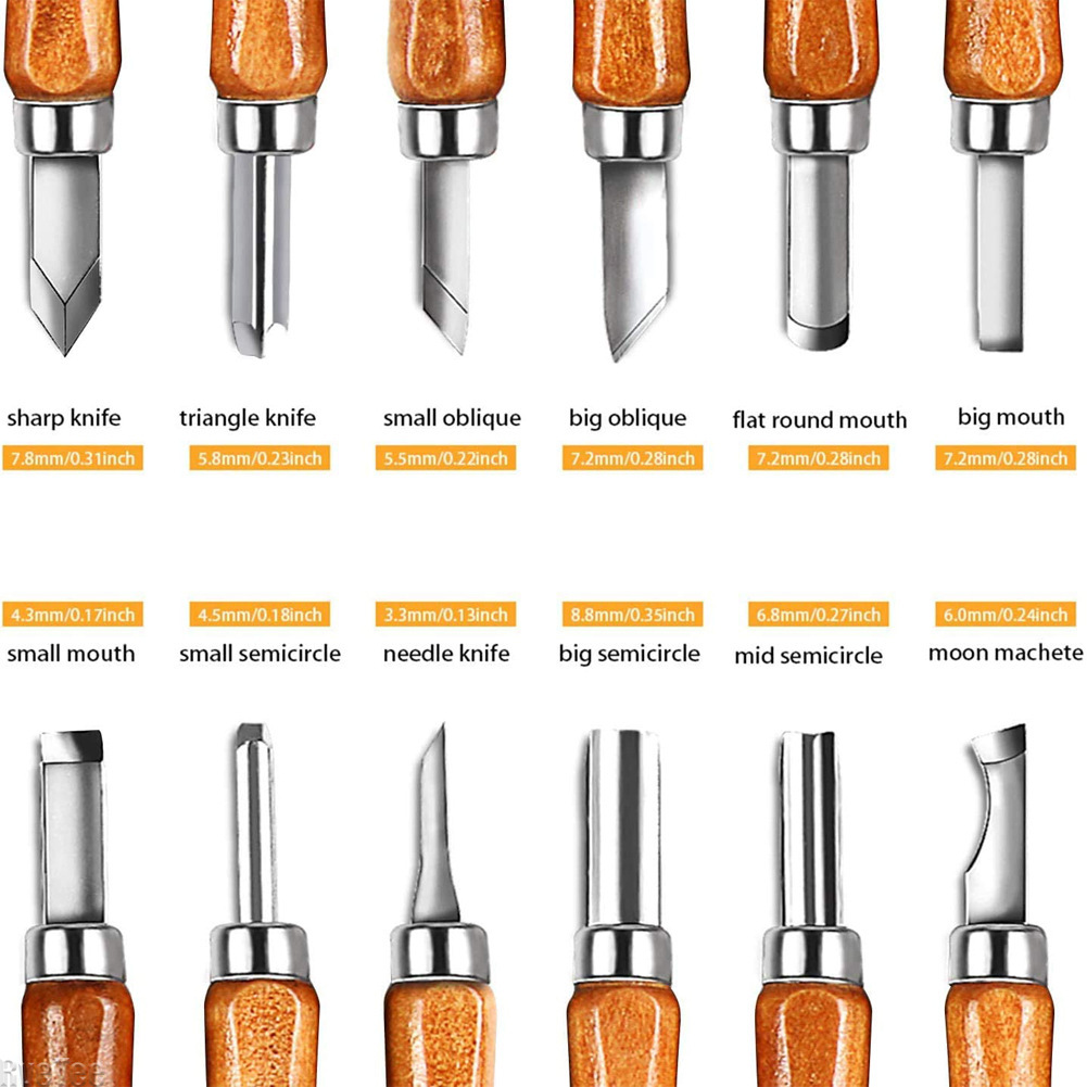 Art Craft Bag - 12-teiliges SK2 Holzschnitzwerkzeug-Set, Kunstmesser mit Holzgriff,
