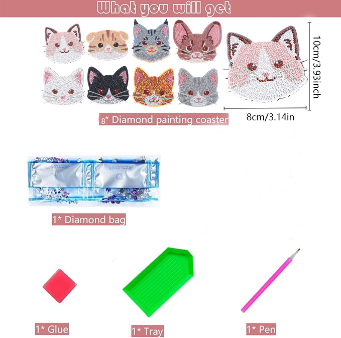 8-teiliges DIY Diamant-Malerei – Art Craft Cat Bewertung und Preis