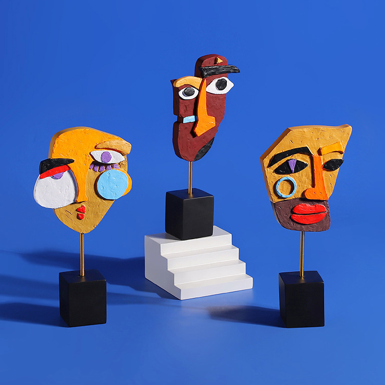 Abstraktes Gesicht, bunte gedr – Art Craft Cafe Bewertung und Preis
